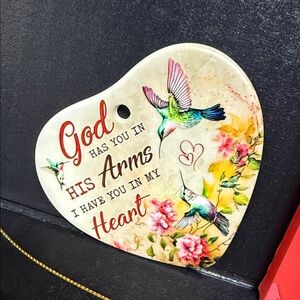 Heart-Shaped Christmas Ornament with Santa Design